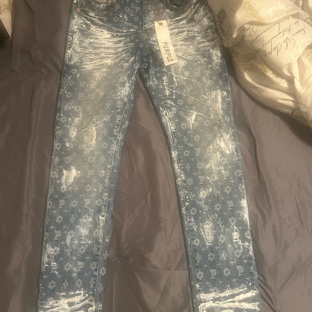 light blue purple jeans